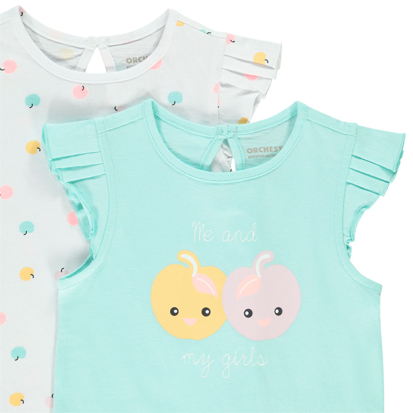 Lot de 2 t-shirts manches courtes volantées pour bébé fille 
