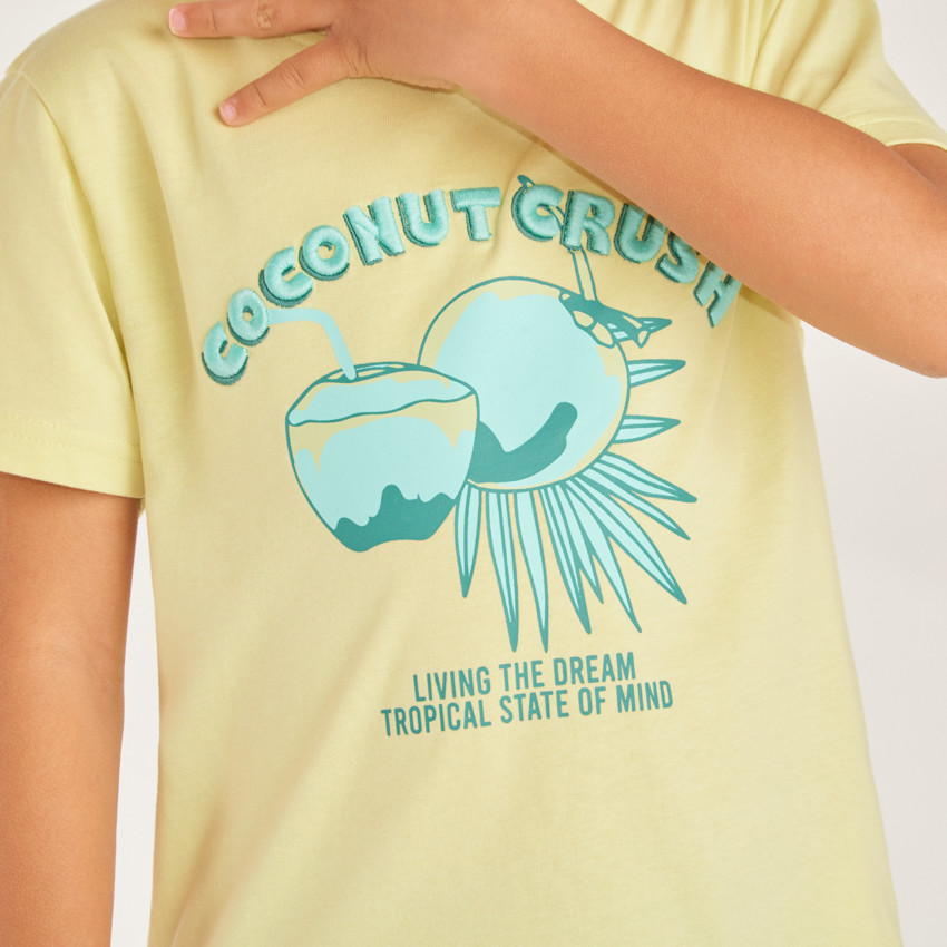 T-shirt manches courtes imprimé noix de coco pour garçon 