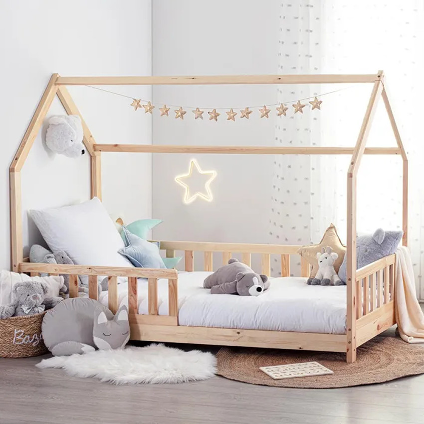 Lit cabane Bosco 90 x 190 cm - Bois naturel 