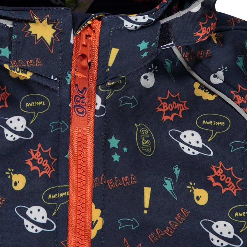 Coupe-vent à capuche amovible avec motif all-over doublé micropolaire 