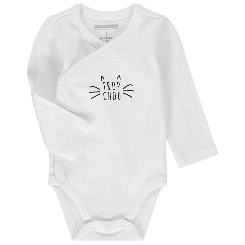 Lot de 3 bodies manches longues unis à message printé pour bébé fille 