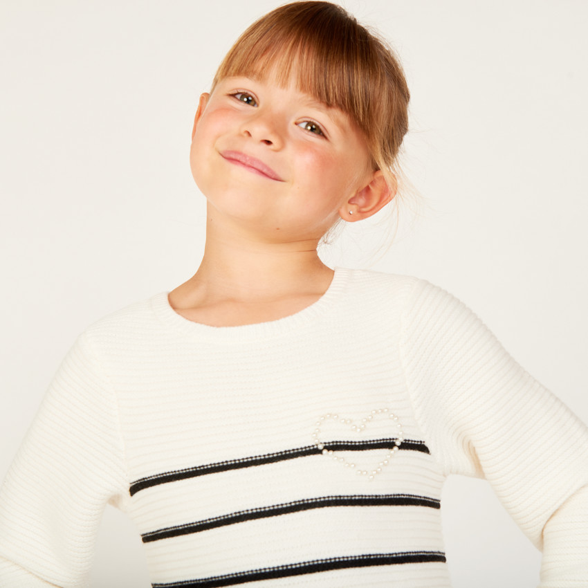 Robe manches longues en tricot rayé pour fille 