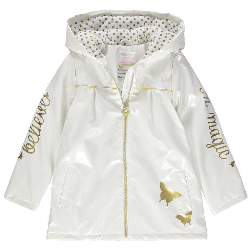 Parka en gomme avec doublure en jersey et papillons printés 