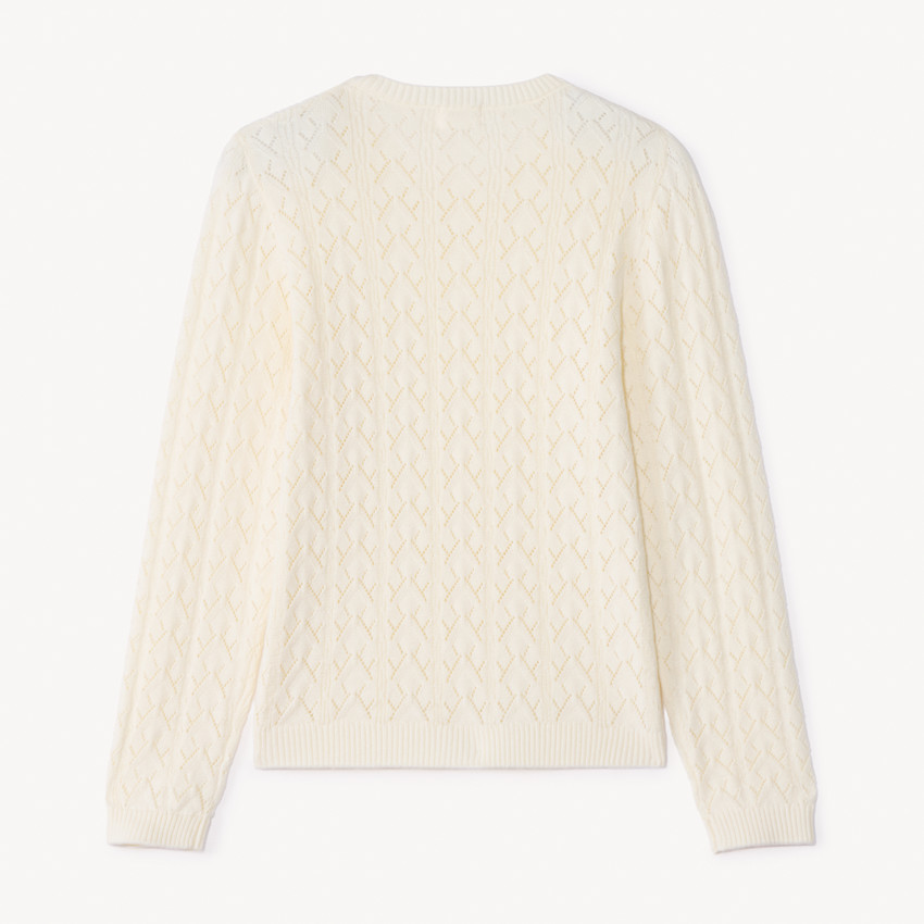 Pull en tricot ajouré uni pour fille 