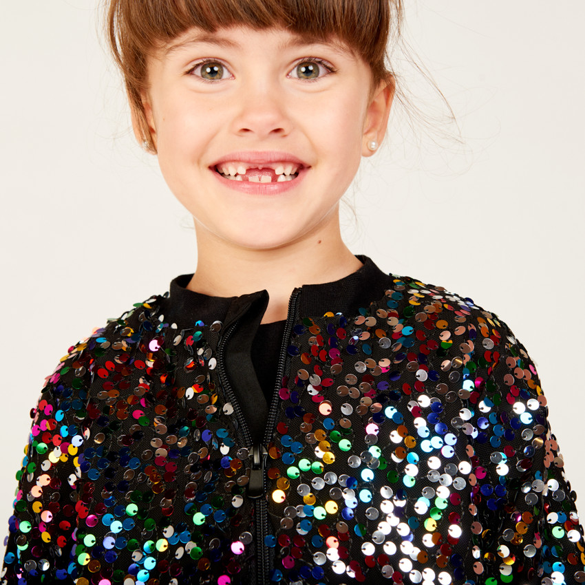 Bombers de fête à sequins multicolores pour fille 