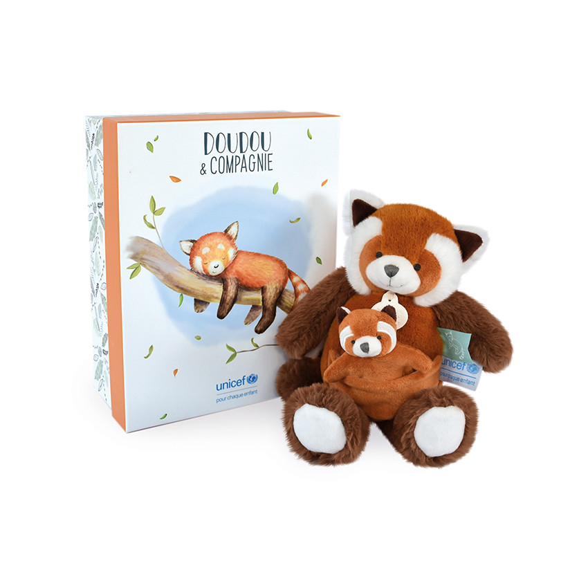 Peluche panda roux avec bébé Unicef 25 cm 