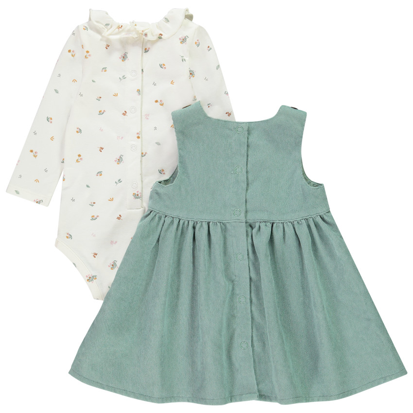 Ensemble 2 pièces body + robe velours pour bébé fille 