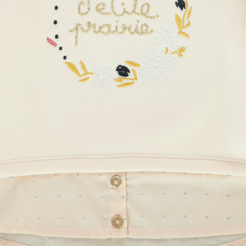 Sweat 2 en 1 en molleton contre collé et sherpa avec broderies pour bébé fille 