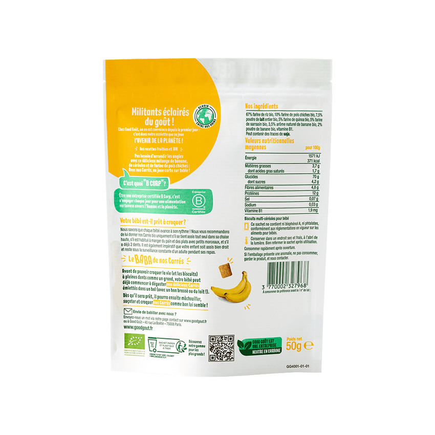 Carrés de banane - 50g 