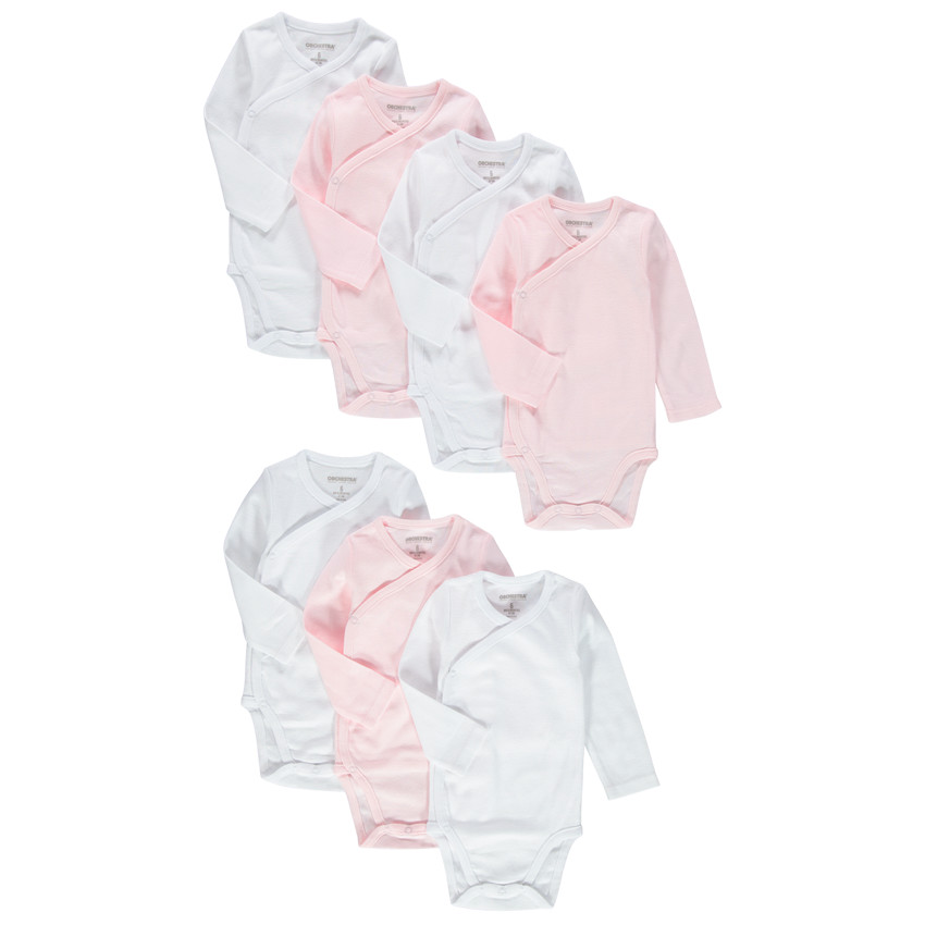 Lot de 7 bodies manches longues en coton pour bébé fille 