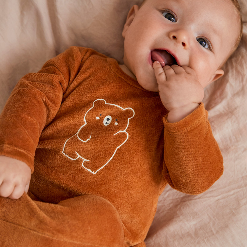 Dors-bien bébé garçon en velours print mignon 