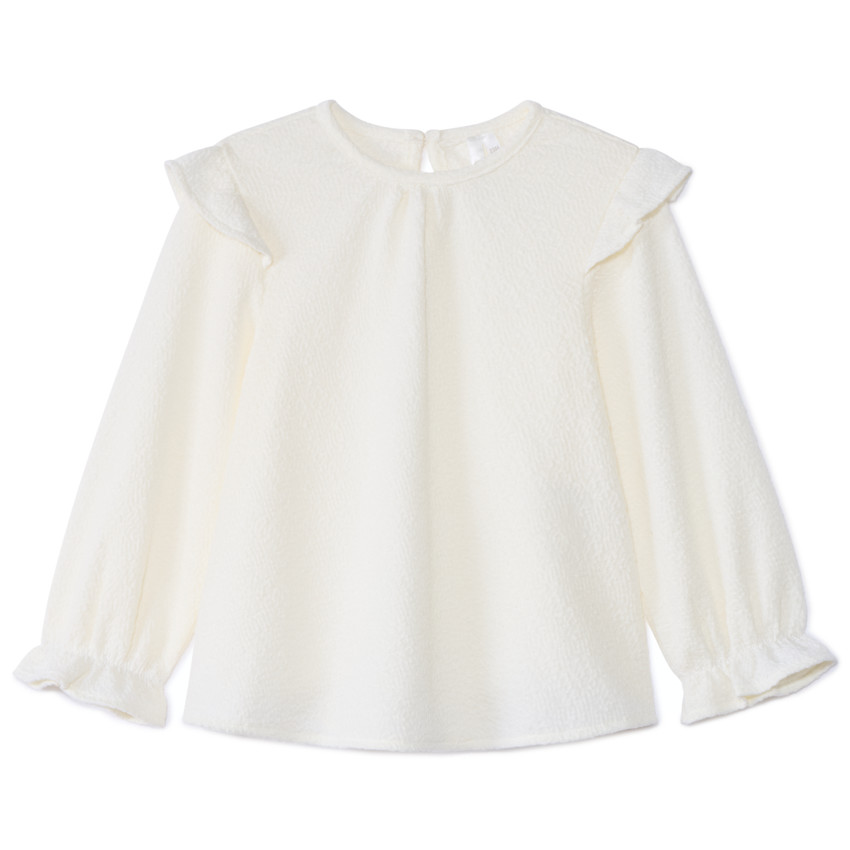 Tunique manches longues uni à volants pour bébé fille