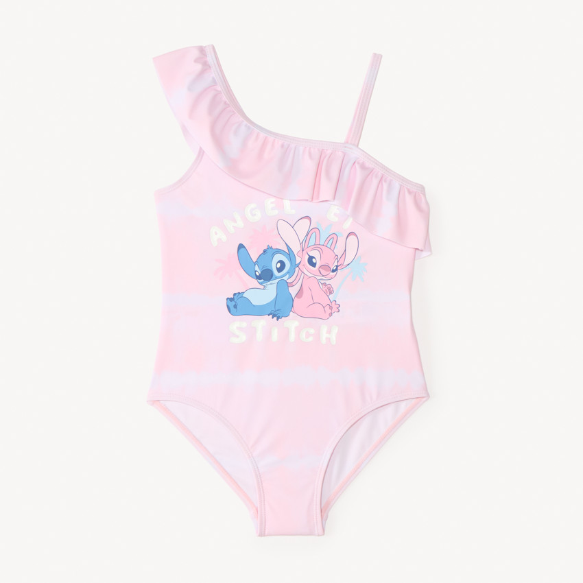 Maillot de bain 1 pièce bretelles asymétriques Stitch et Angel Disney pour fille