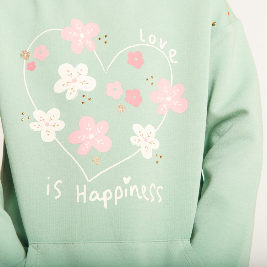 Robe sweat molletonnée à poche kangourou fille 