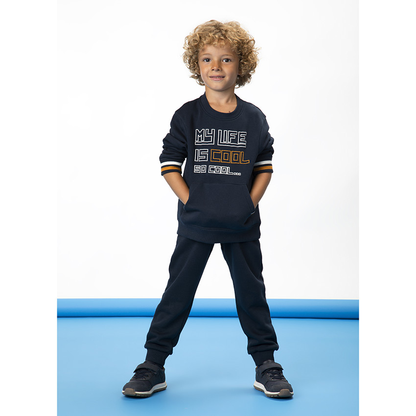 Ensemble sweat avec poche kangourou + jogging uni pour garçon 