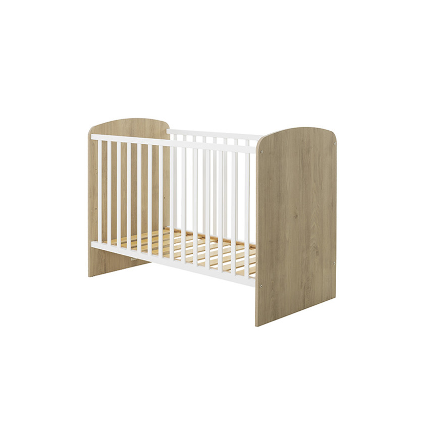 Lit bébé évolutif 70 x 140 - Basile - Châtaignier naturel et blanc 
