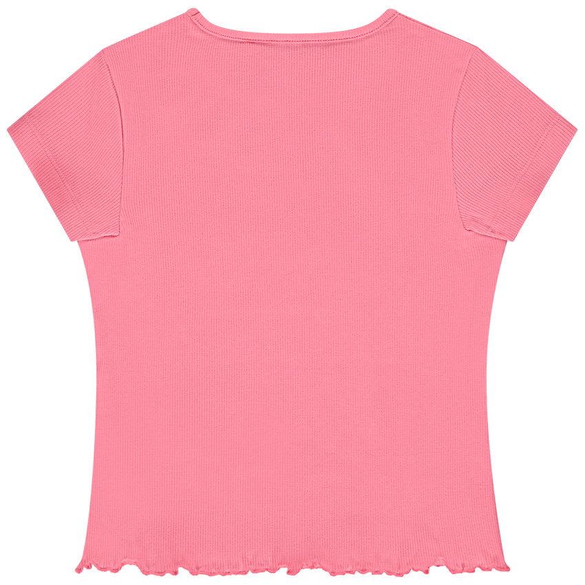 T-shirt manches courtes côtelé et ajouré pour fille 