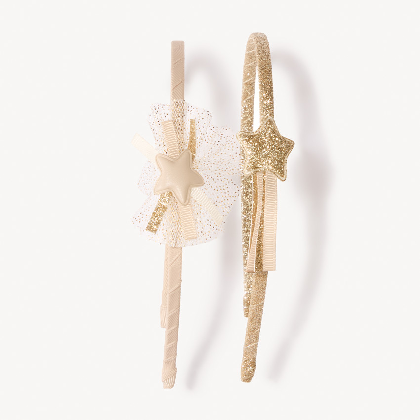 Lot de 2 serre-têtes fantaisie dorés pour fille 