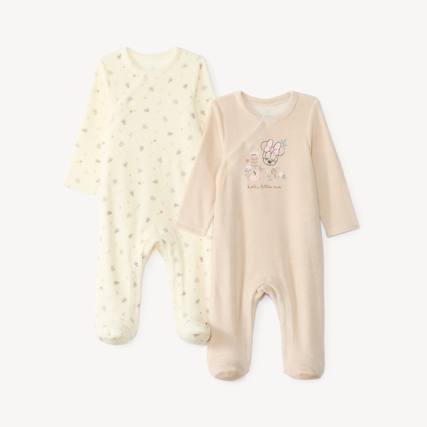 Lot de 2 dors-bien velours bébé fille motifs Minnie Disney 