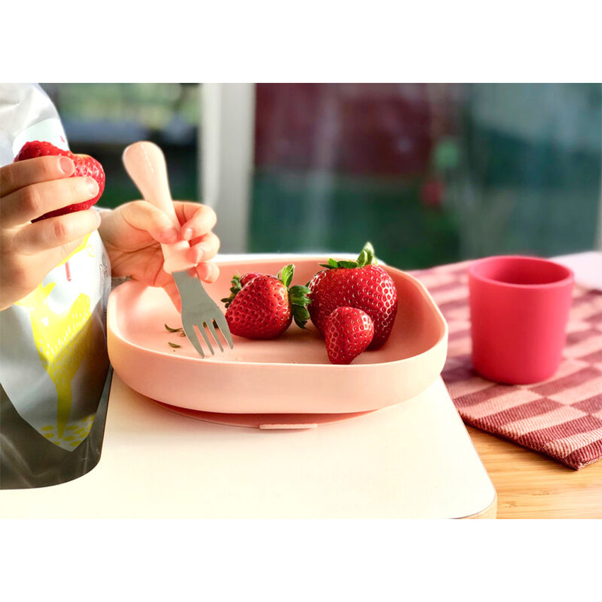 Assiette en silicone avec ventouse Rose - Rose (Béaba) - Image 3