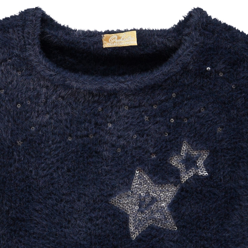 Pull en tricot pelucheux avec sequins pour fille 