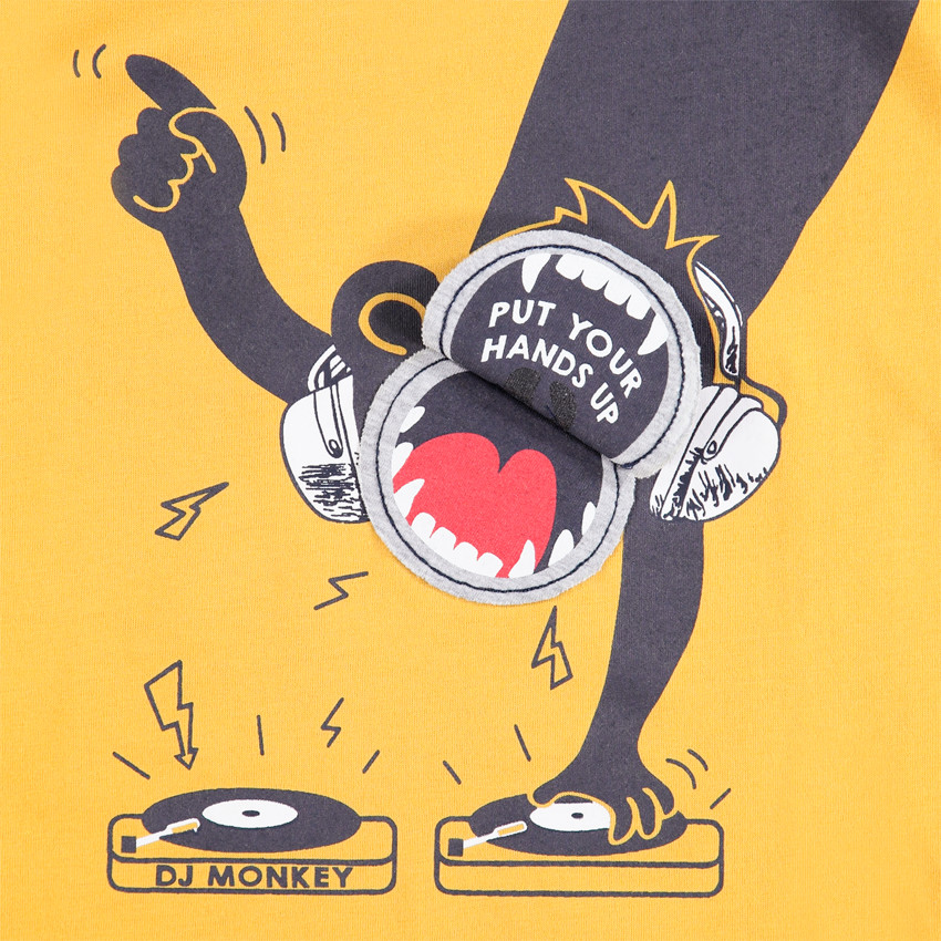 T-shirt manches courtes print singe à bouche mobile 