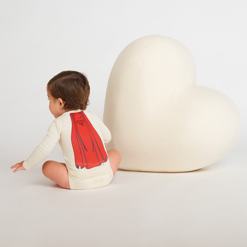 Lot de 3 bodies manches longues Superman pour bébé garçon avec ouvertures différentes selon l'âge 