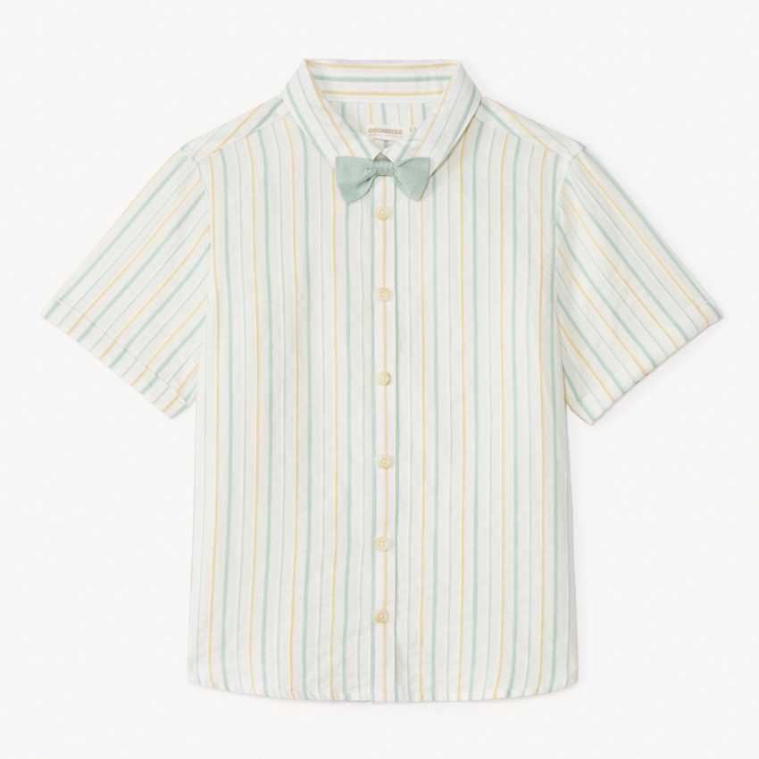 Chemise à manches courtes rayée + nœud papillon pour garçon 