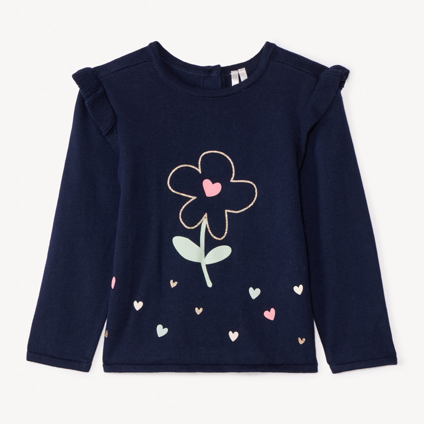 Pull en tricot print fleur pour bébé fille 