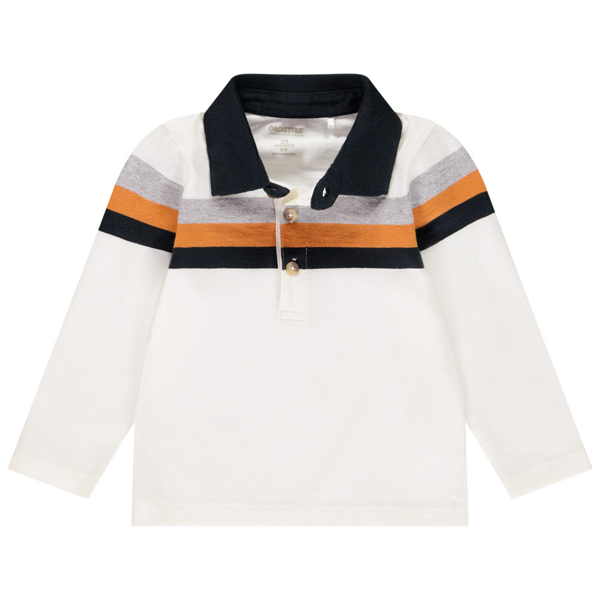 Polo manches longues à rayures contrastées pour bébé garçon