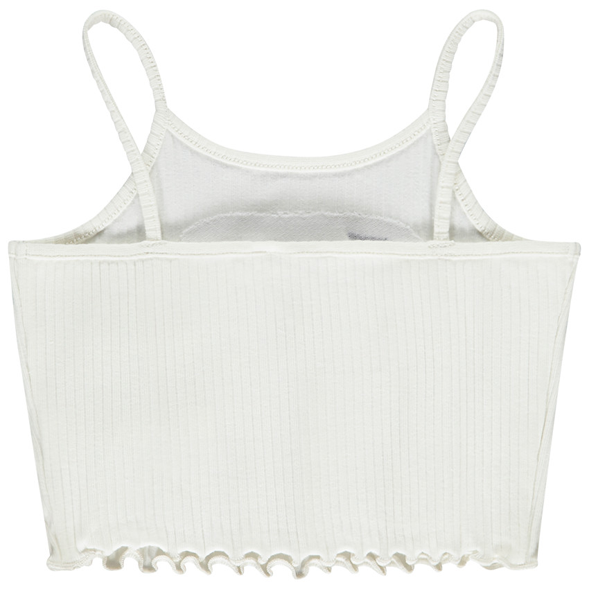 Débardeur court effet côtelé à broderie pour fille 