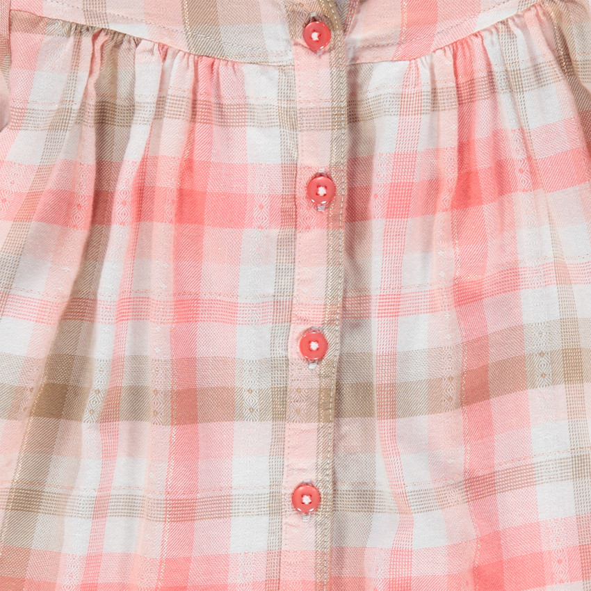 Chemise liquette à carreaux multicolores et fils bronze 