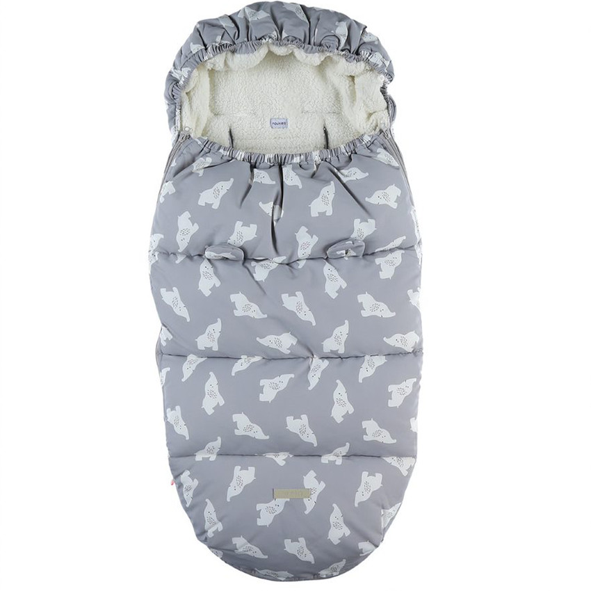 Chancelière en toile étanche avec fausse fourrure Mix & Match - Gris Clair 