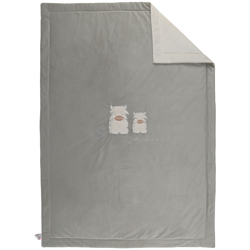 Couverture en veloudoux 100x140 cm Fluffy kaki/écru 