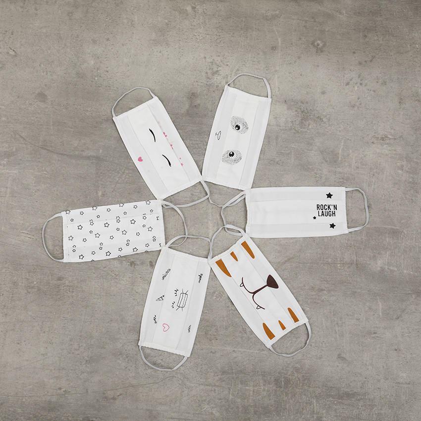 Lot de 2 Masques enfant AFNOR à motifs esprit rock 