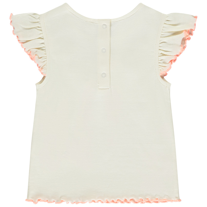 T-shirt manches courtes côtelé à fleurs 3D pour bébé fille 