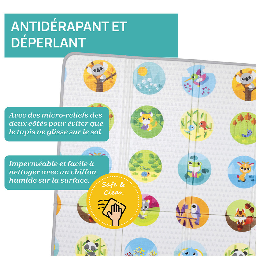 Tapis d'éveil XXL pliable et réversible 200 x 180 cm 