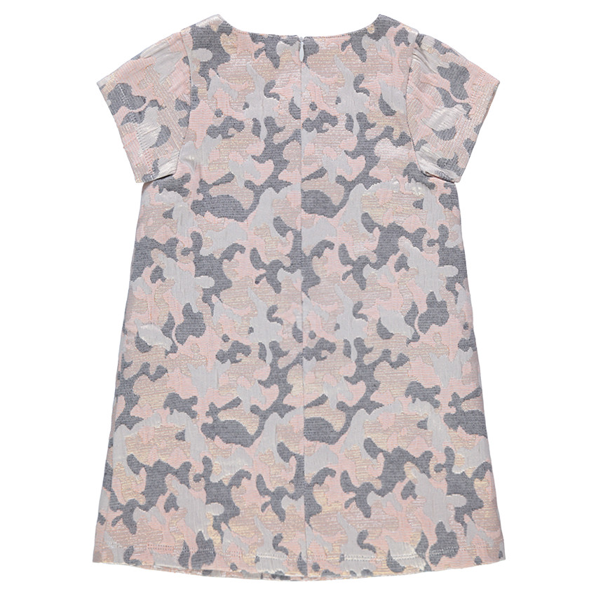 Robe manches courtes avec motif army irisé en jacquard 