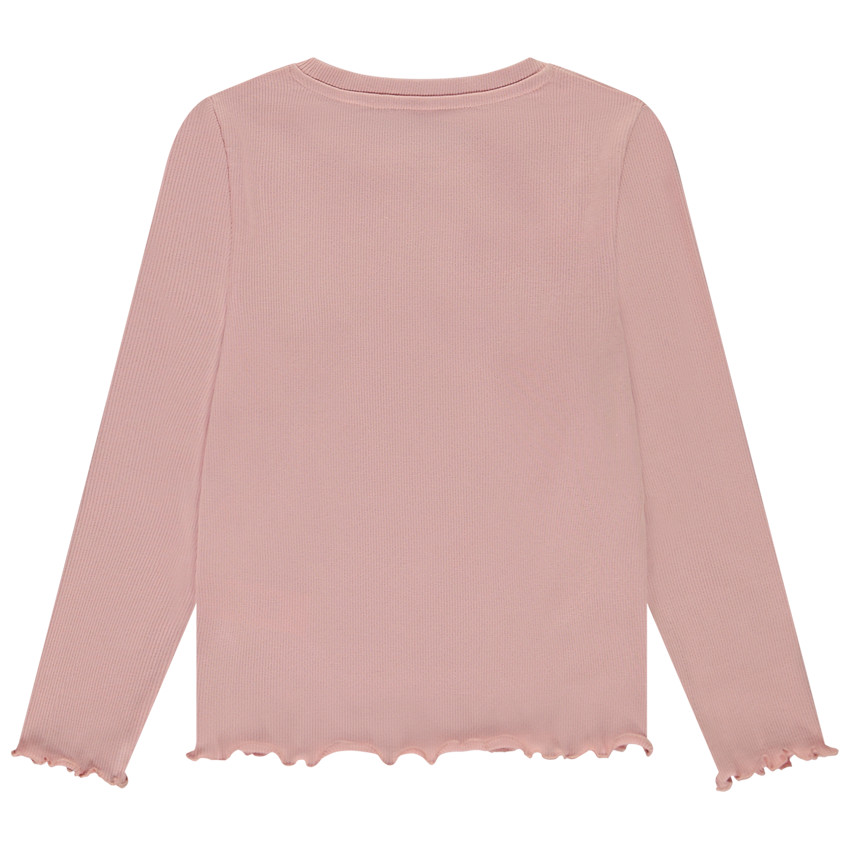 T-shirt manches longues côtelé broderie cœur doré pour fille 