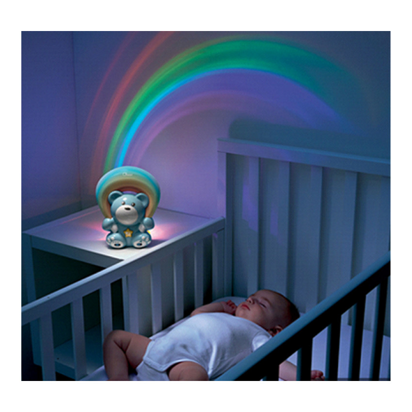 Ourson projecteur arc-en-ciel - Bleu 