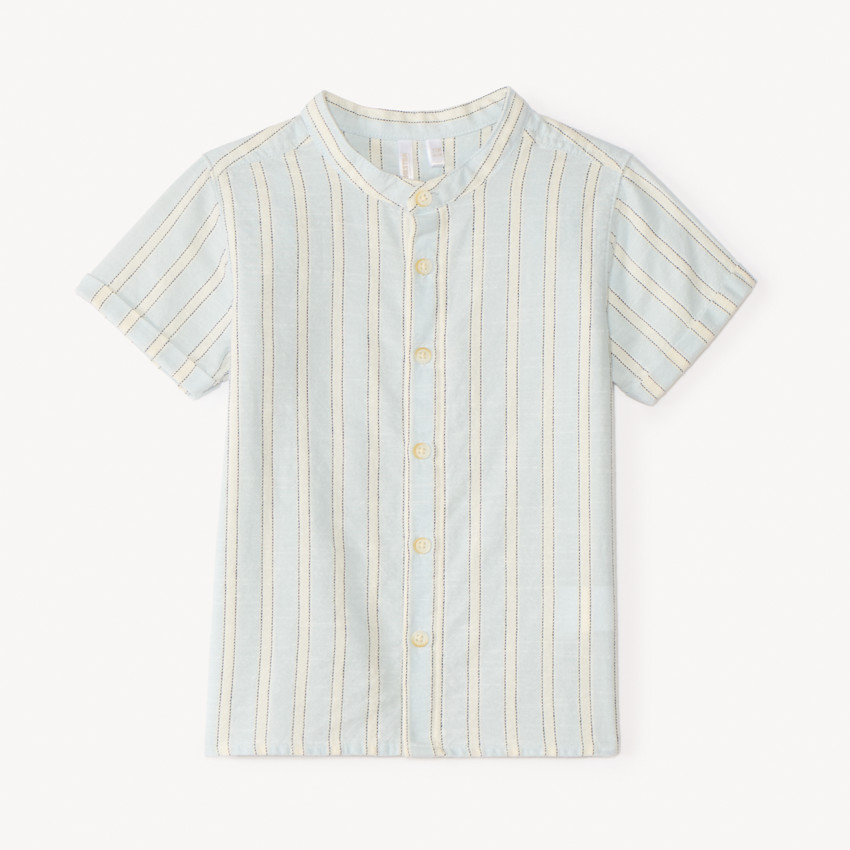 Chemise manches courtes col mao à rayures pour bébé garçon