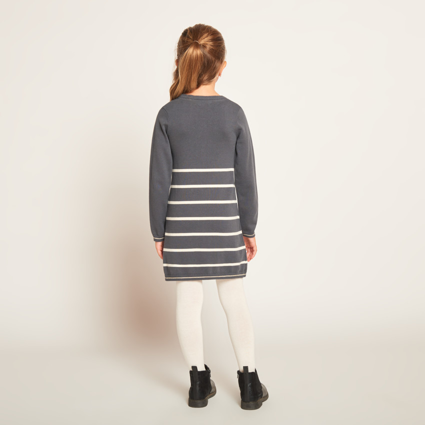 Robe manches longues en tricot rayé pour fille 
