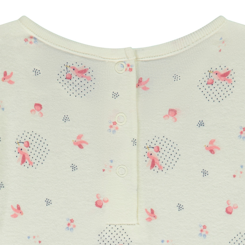 Pyjama 2 pièces effet côtelé et imprimé oiseaux pour bébé fille 