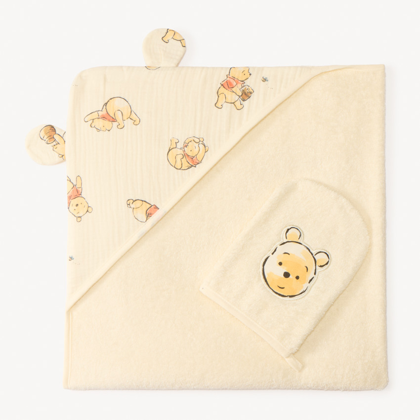 Set de bain cape + gant de toilette Winnie l’Ourson Disney pour bébé 