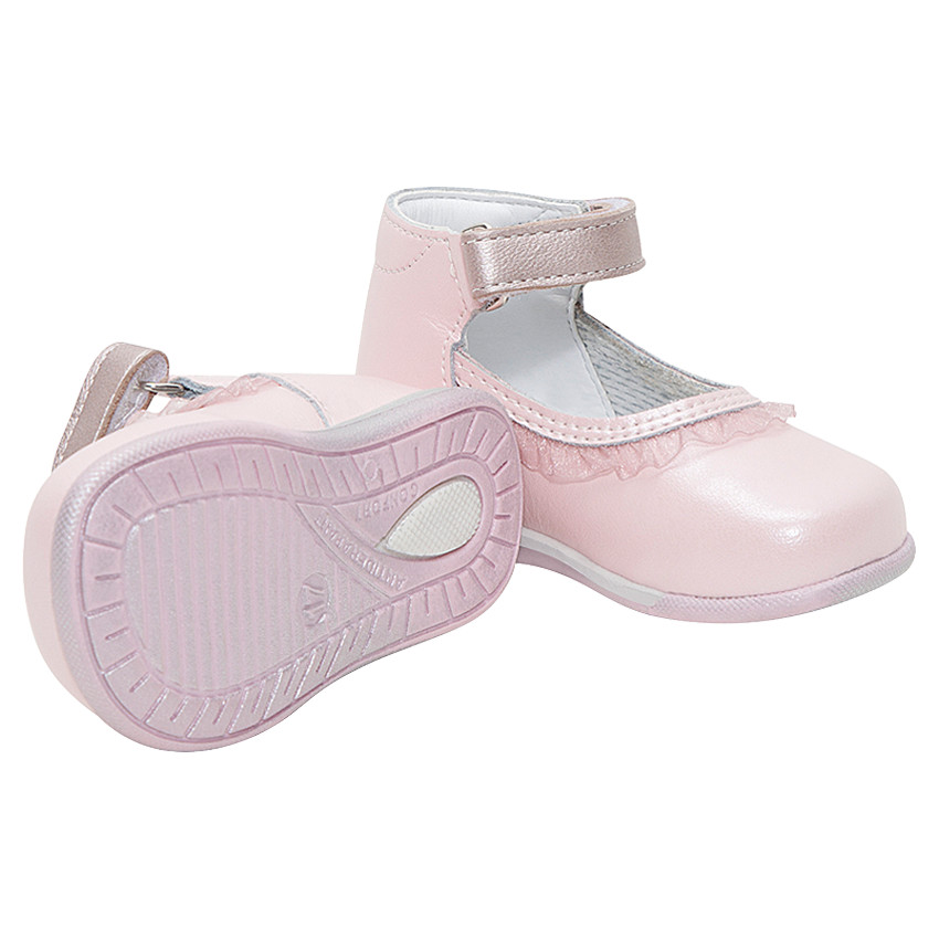 Babies en cuir avec volant en tulle pour bébé fille 