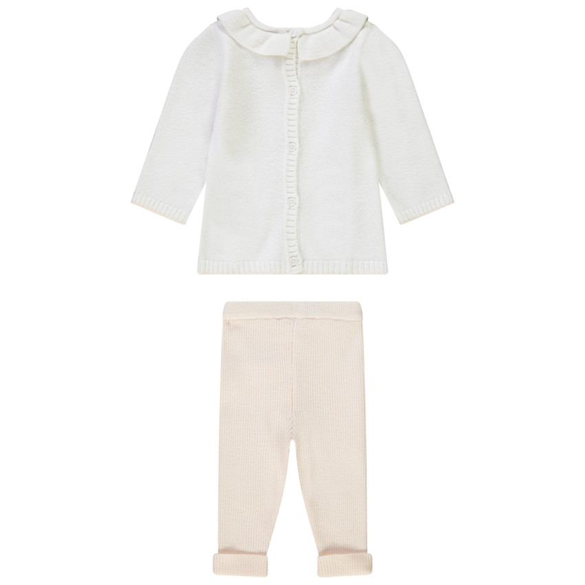 Ensemble en tricot pull avec broderie lapin + legging pour bébé fille 