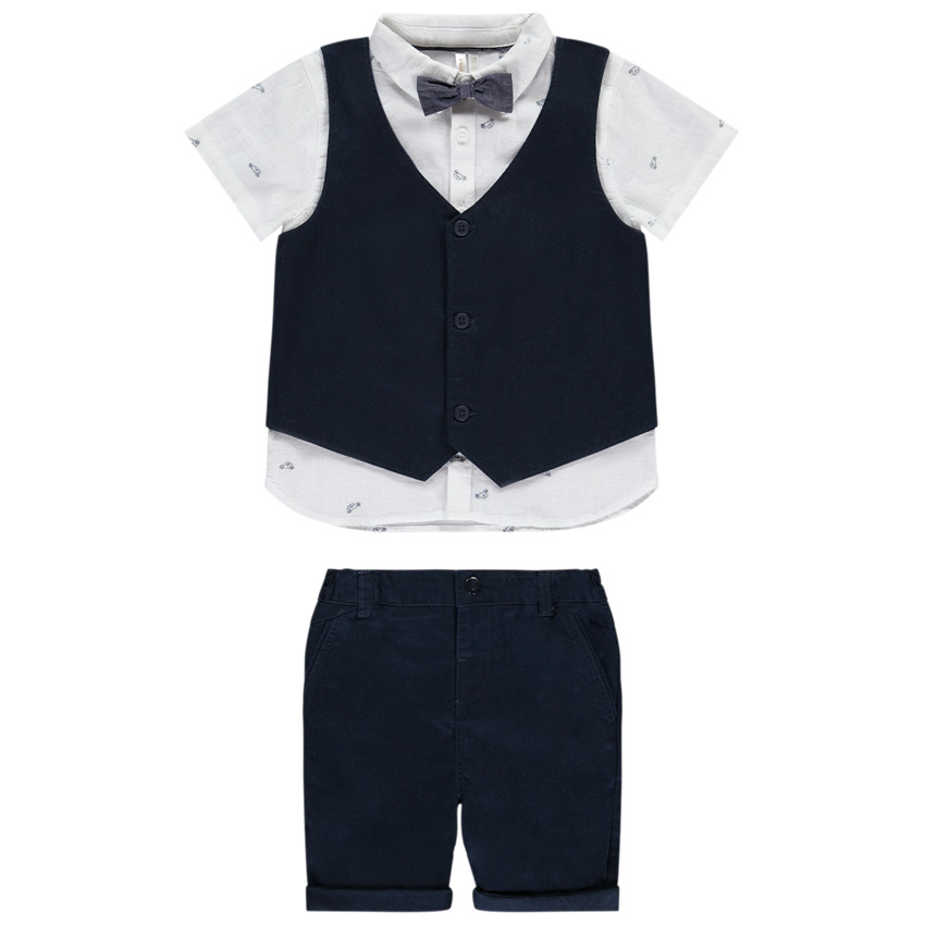 Ensemble 3 pièces avec nœud papillon pour bébé garçon