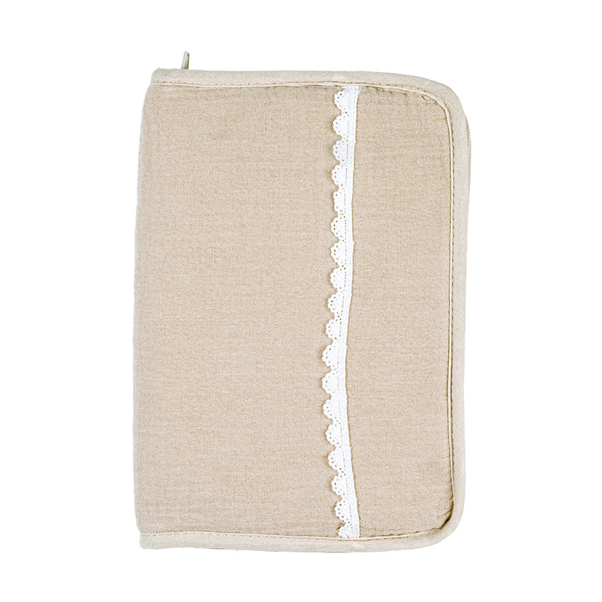 Protège carnet de santé en gaze FanFan sable