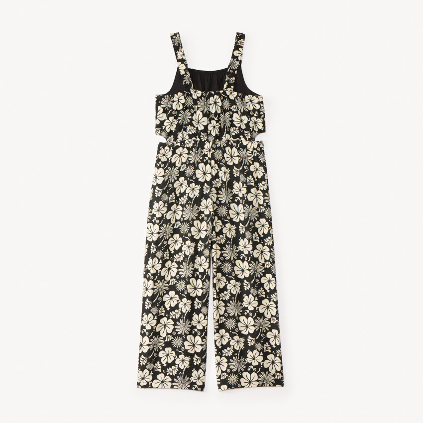 Combinaison longue à bretelles imprimé fleurs exotiques pour fille 