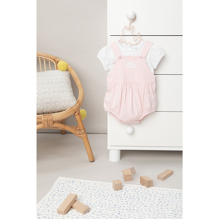 Ensemble t-shirt manches courtes et salopette en coton 